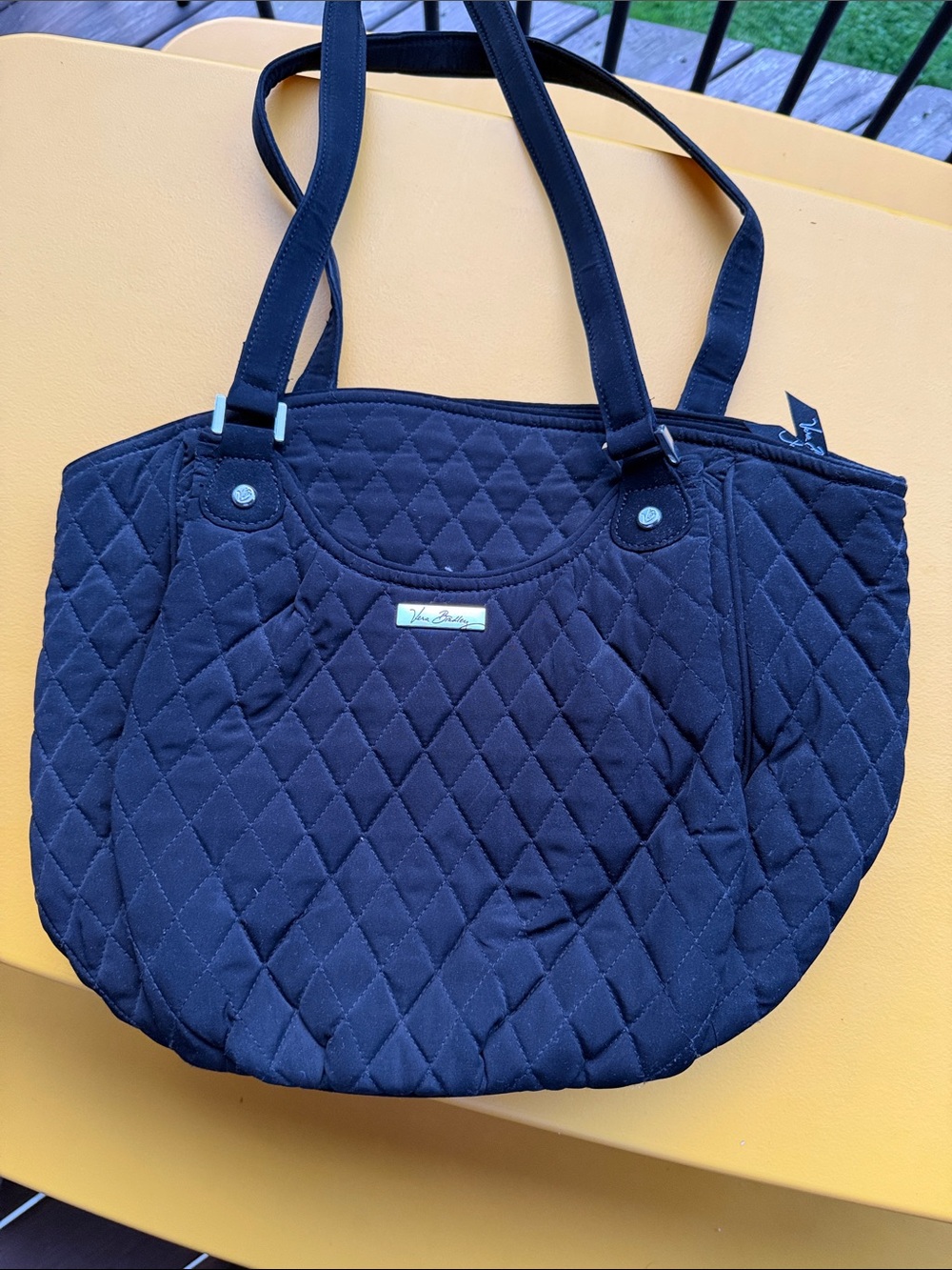 Vera Bradley Black Quilted Shoulder Tote